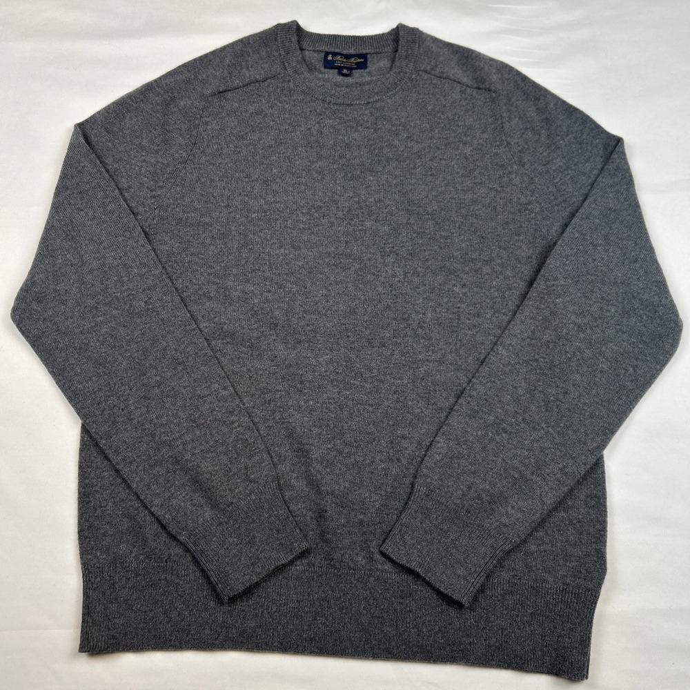 Brooks Brothers Sweater Mens XL 3 Ply Scottish Cashmere Gray Crewneck Preppy